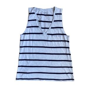 Madewell Striped White and Navy Sleeveless Top XS